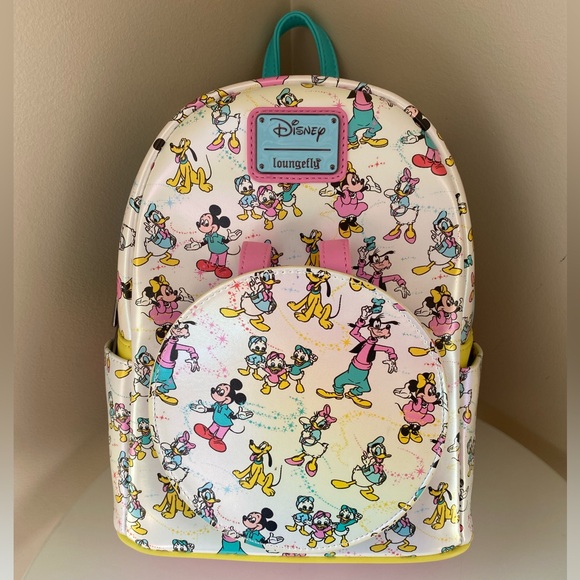 Loungefly Disney100 Mickey & Friends Classic Iridescent Mini Backpack & Headband - Picture 15 of 16